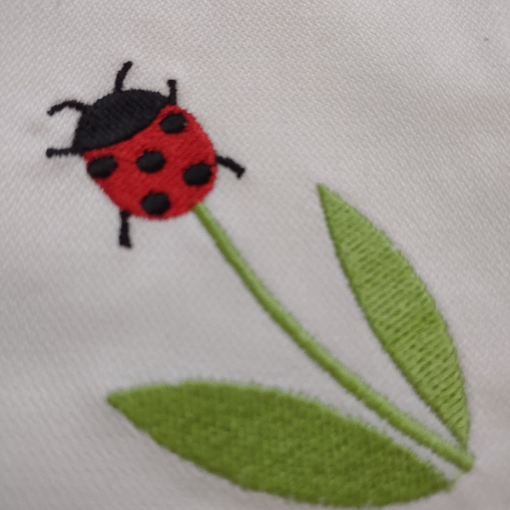 Crate&Barrel White Napkins with Embroidered Bees and Flowers - Picture 2 of 9